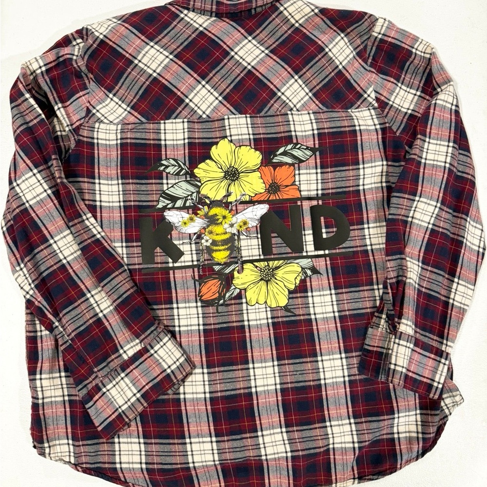 Joe Boxer Red Plaid Floral Button Down Shirt